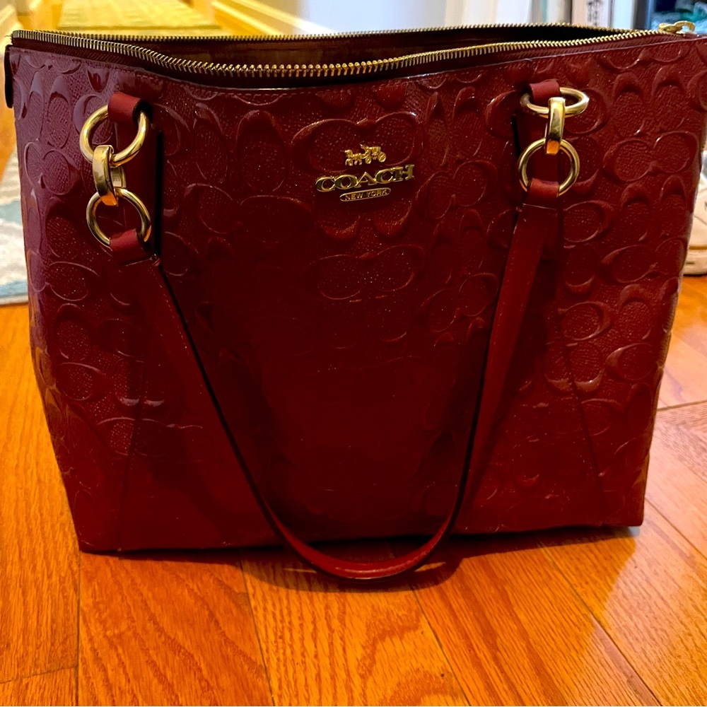 Red coach tote